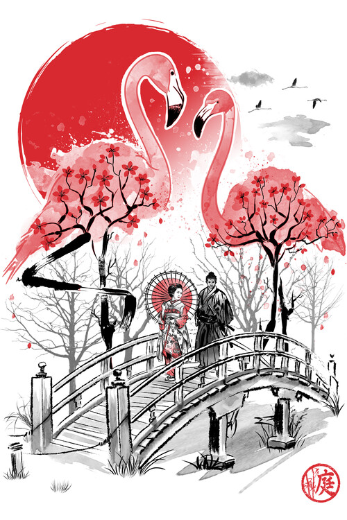 Poster Flamingo Garden