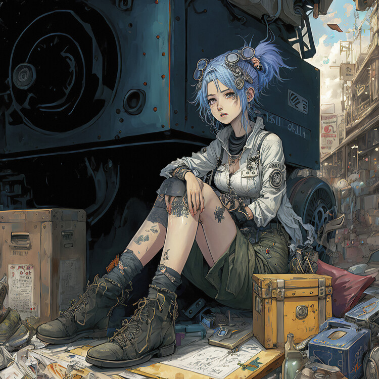 Плакат Blue girl Salander Anime