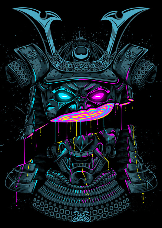 Póster Cut Samurai Mask