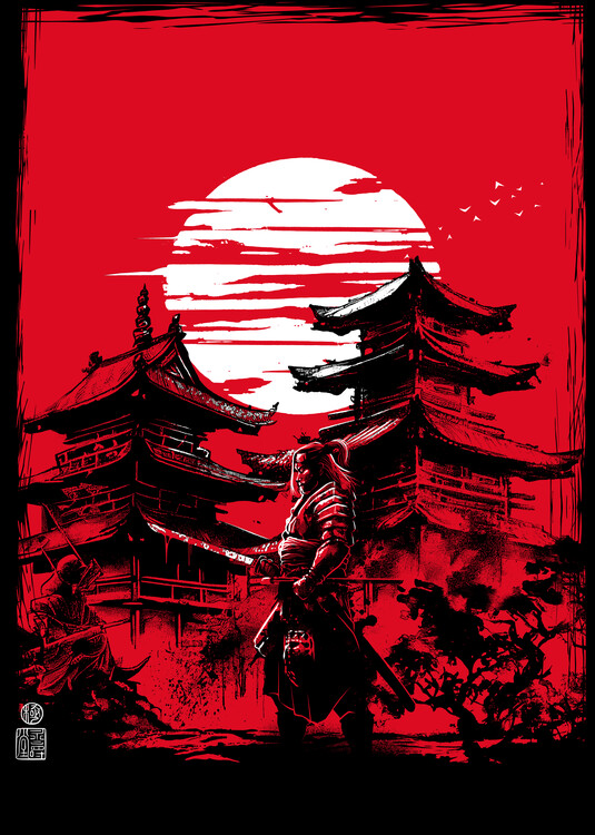Póster Samurai among the temples