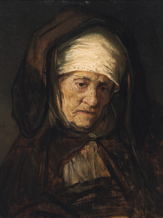 Poster Head of an Aged Woman (Vintage Nun Portrait) - Rembrandt