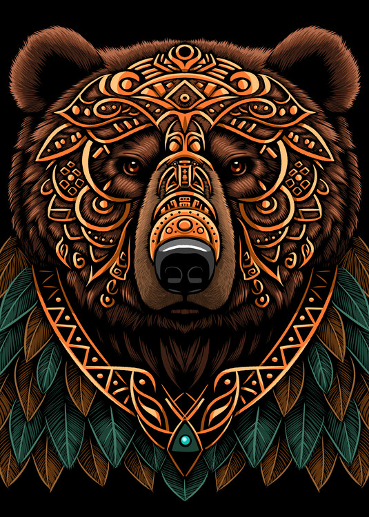 Póster Bear tribal Aztec