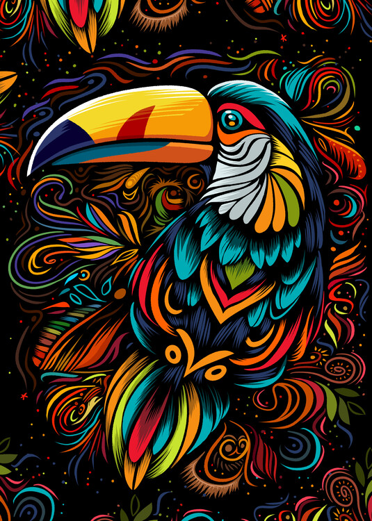 Panneau Décoratif Toucan 25″ – Bienvenue Au Paradis, Art Mural Tiki Sculpté