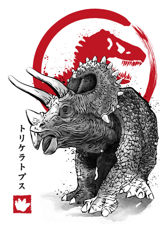 Poster Triceratops sumi e