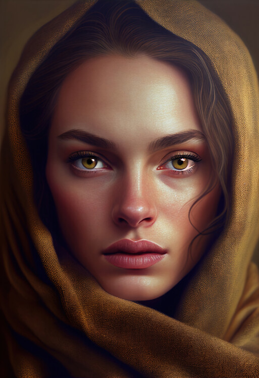Плакат Portrait of a woman wearing brown turban