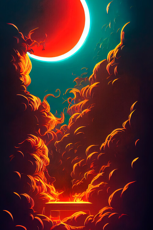 Плакат Red moon fire