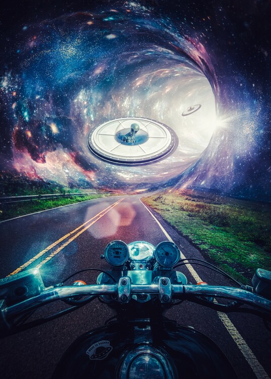 Plakát On the Bike Alien Encounter on the Road