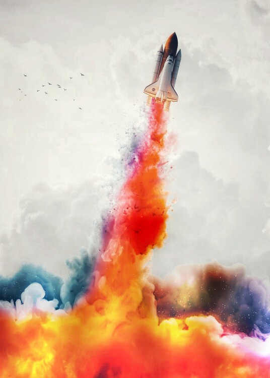 Plakát Colored smoke from NASA rocket launch