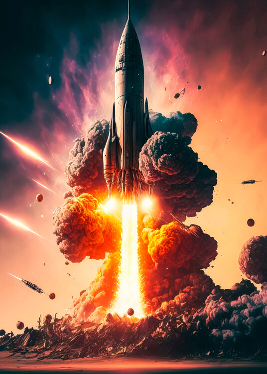 Плакат Spaceship Rocket Launch