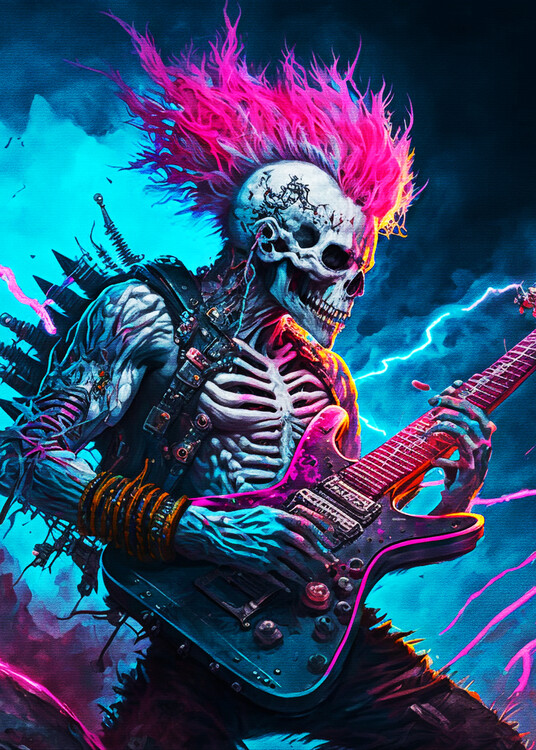 Плакат Skeleton Rock Guitar