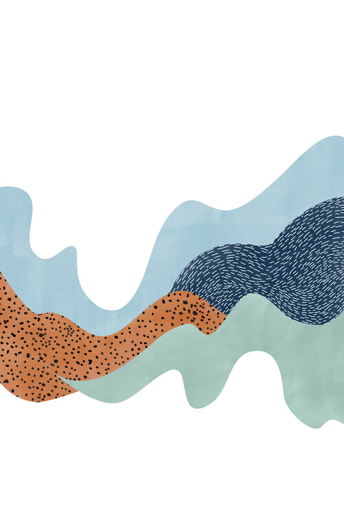 Poster Terracotta & Blue Wavy Poster