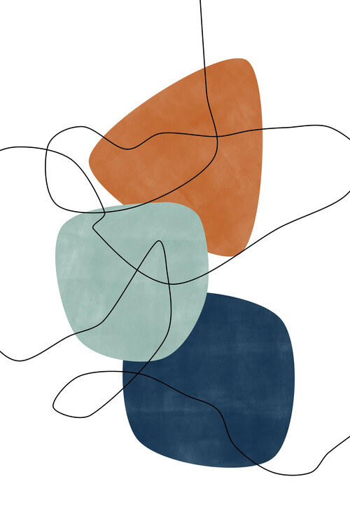 Poster Terracotta & Blue Shapes Poster No.1