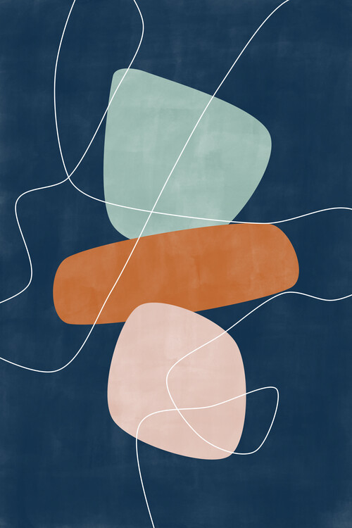 Poster Terracotta & Blue Shapes Poster No.2