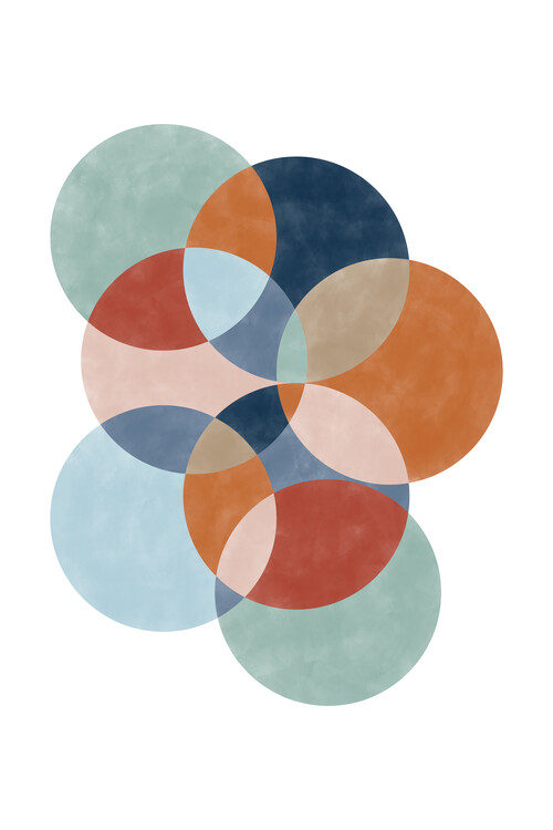 Canvas Print Blue & Rust Circles Poster