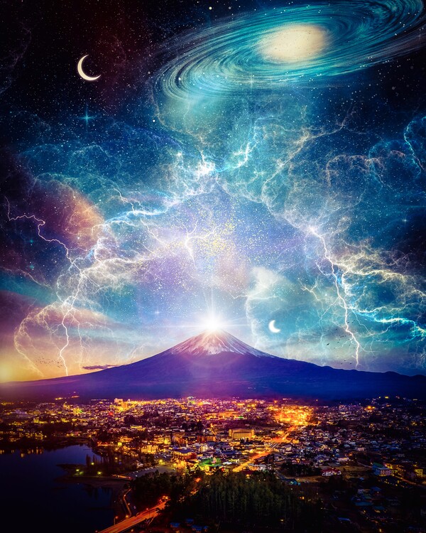 Plakát Mount Fuji Space Lightning