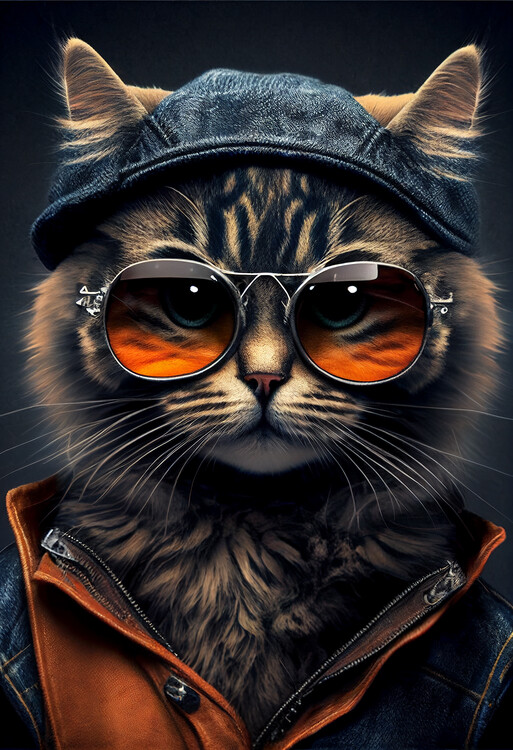 Quadro su tela Cool Cat with sunglasses