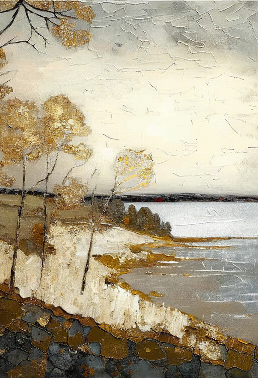 Poster At the lake, gold colors