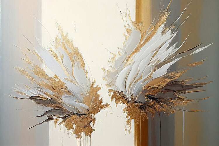 Poster Golden anbstract wings neutral color