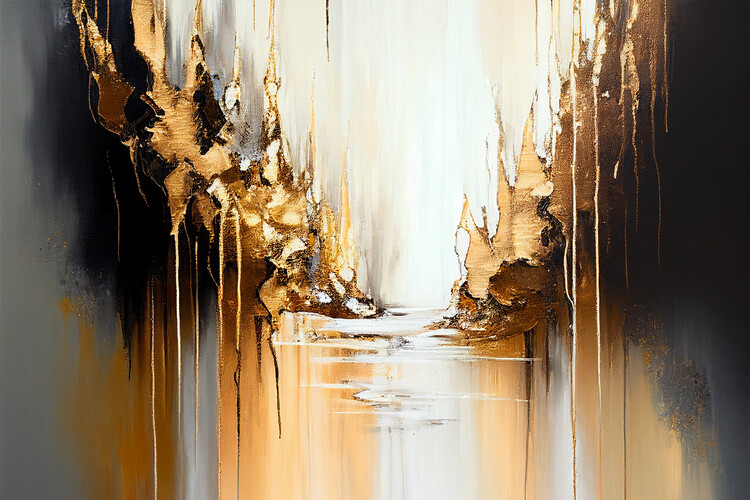 Poster Golden anbstraction neutral color