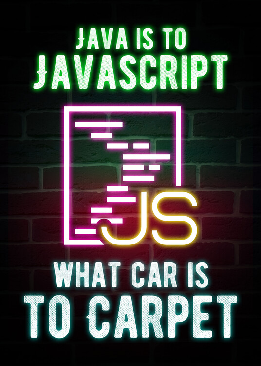 Poster Javascript Neon Quote - Programmer Quote