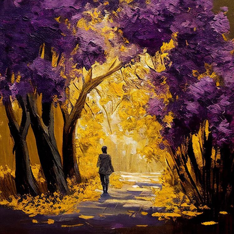 Poster Walking trough Jacarandas