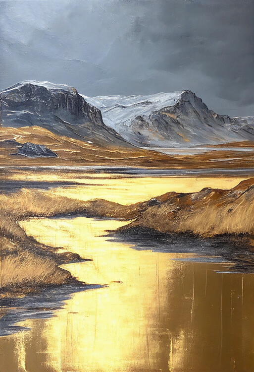 Poster Nordic golden landscape