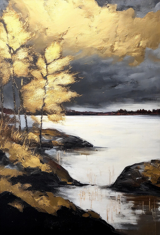 Poster Nordic golden landscape