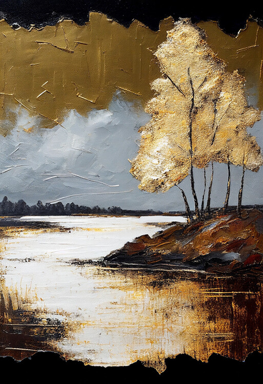 Poster Nordic golden landscape