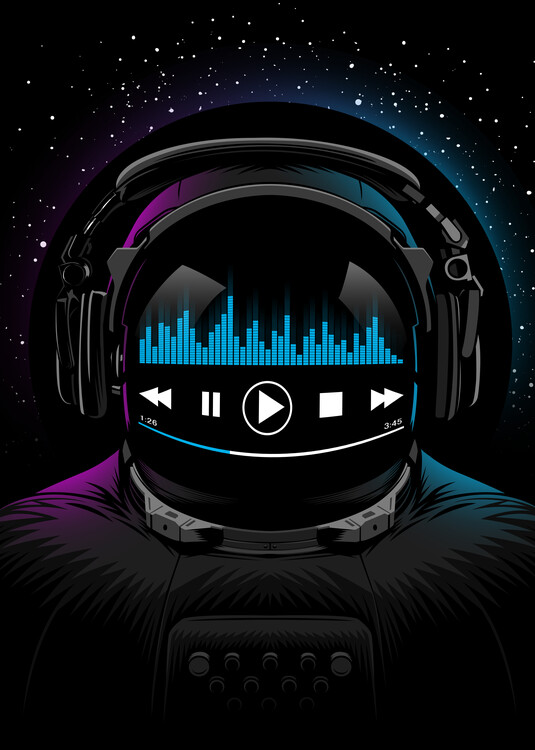Póster Astronaut music headphones
