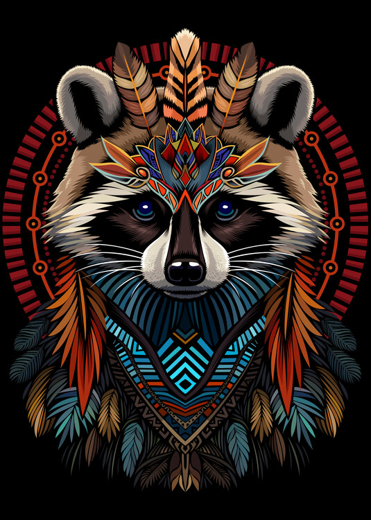 Poster Raccoon tribal