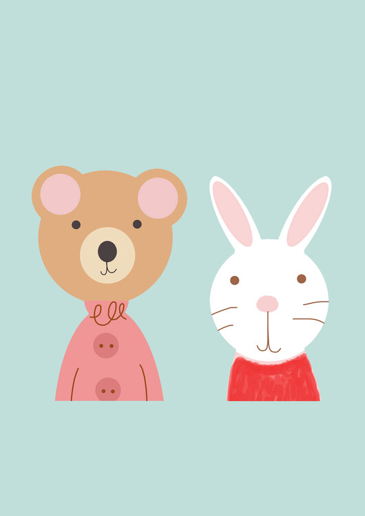 Canvas Print Mr Bear & Mr Rabbit
