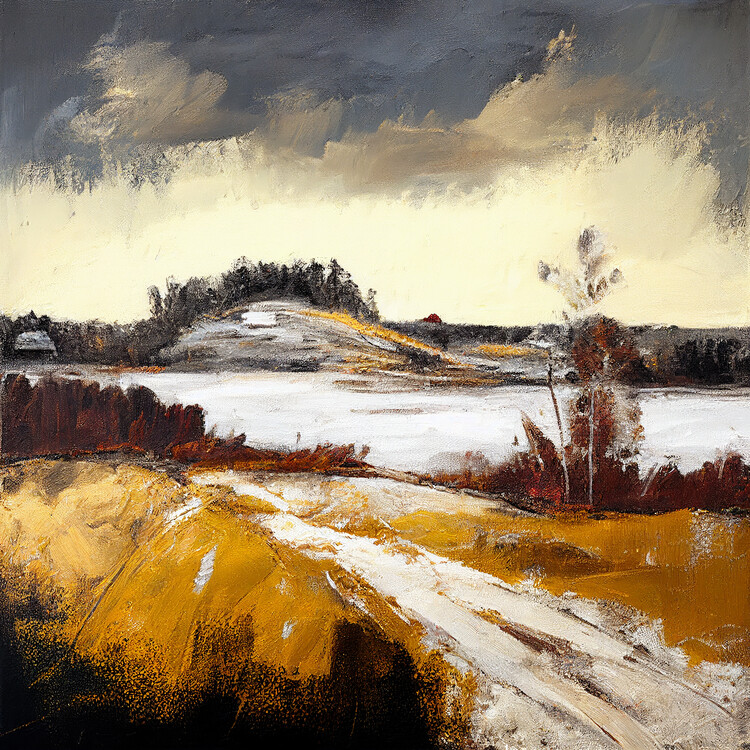 Poster Swedish Winter Landscape Painting