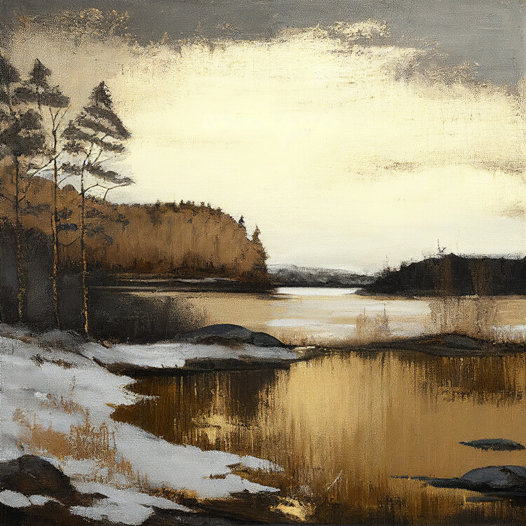 Poster Swedish Golden Landscape Painting