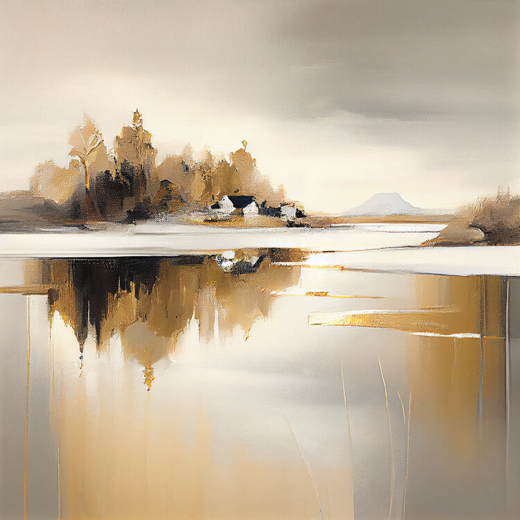 Poster Swedish Golden Winter Painting