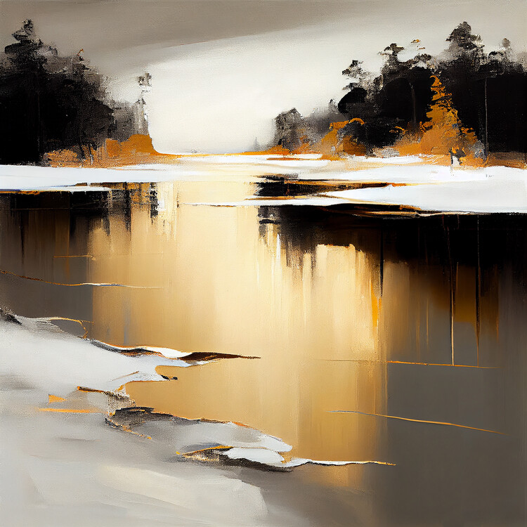 Poster Swedish Golden Winter Painting