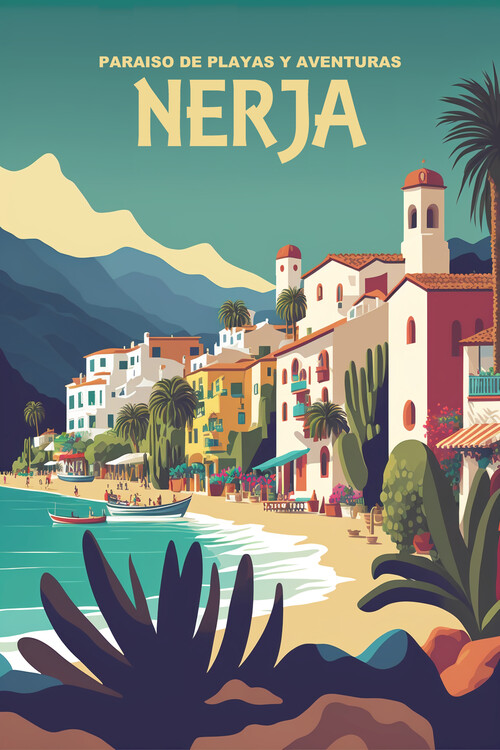 Poster Nerja - Malaga - A Paradise of beaches and adventures