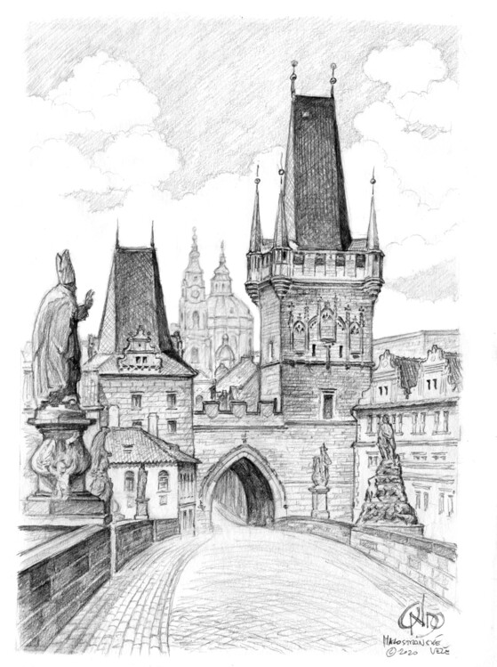 Plakat Praha, Prague, the Lesser Town Bridge Tower