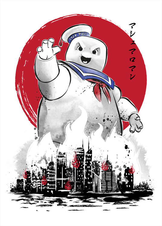 Canvas Print Marshmallow man sumi e