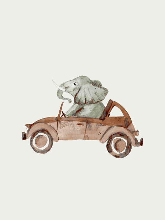 Poster Elephant in car