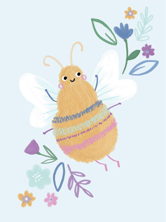 Poster Cute critters bee kids nursery print