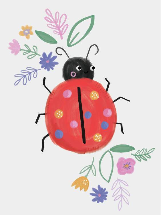 Poster cute critters lady bug kids print