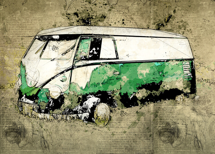 Plakát Volkswagen vw combi green