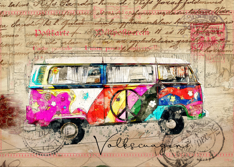 Wall Mural vw combi art