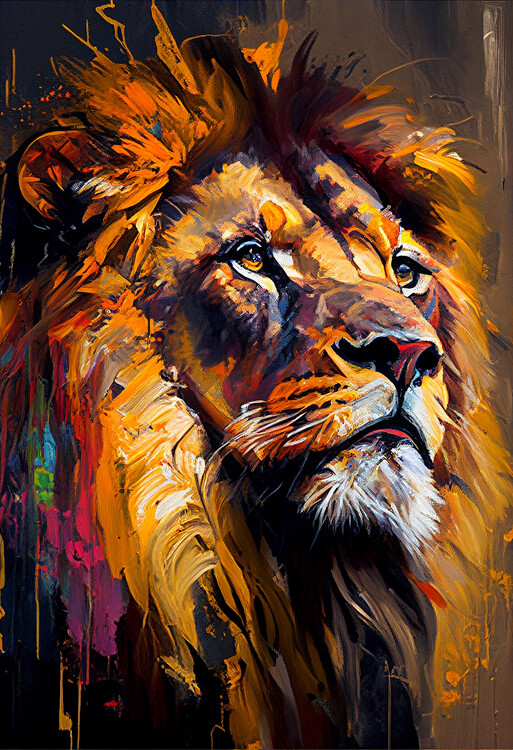 Poster Lion Colorful / B