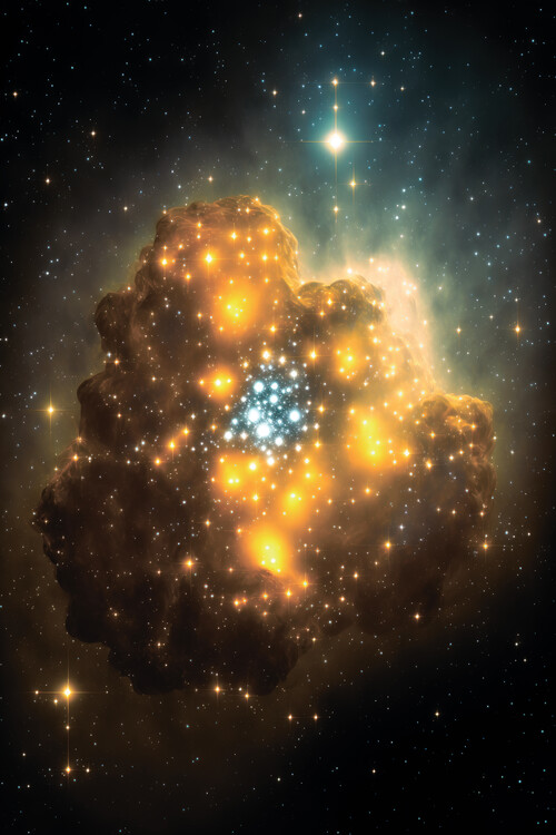 Poster Yellow star cluster