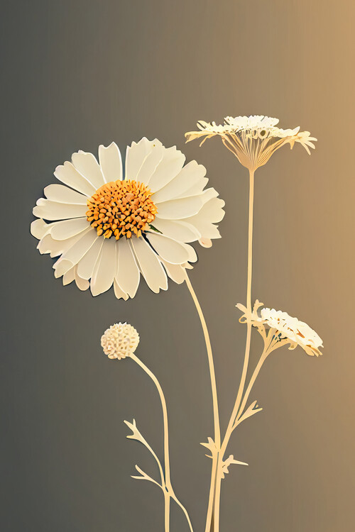 Плакат Flowers on a cream colored background