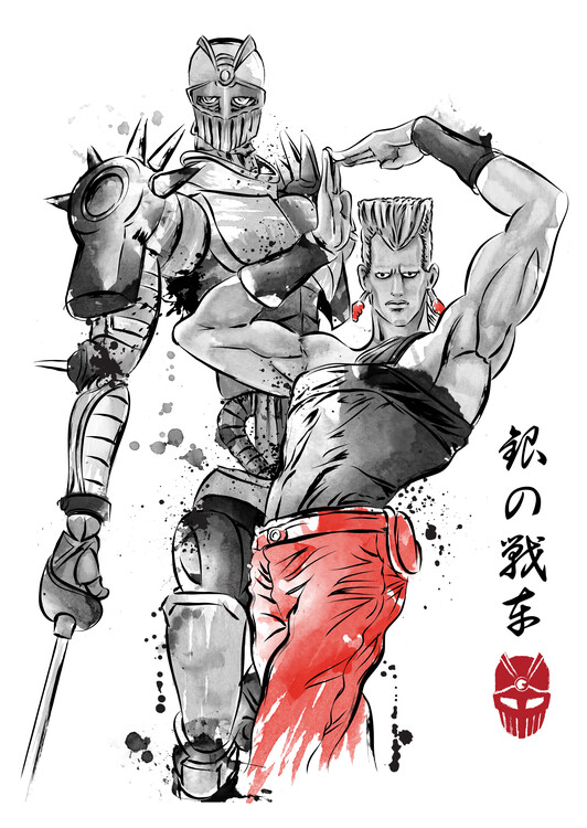 Poster Silver charriot sumi e