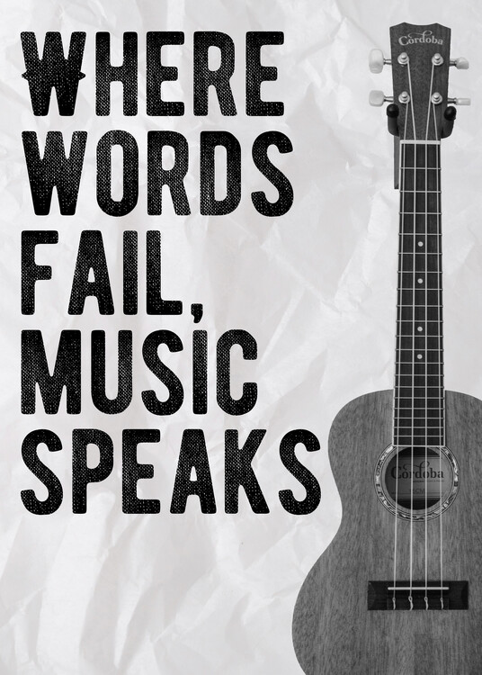 Poster Where Words Fail Music Speaks - Music Quote