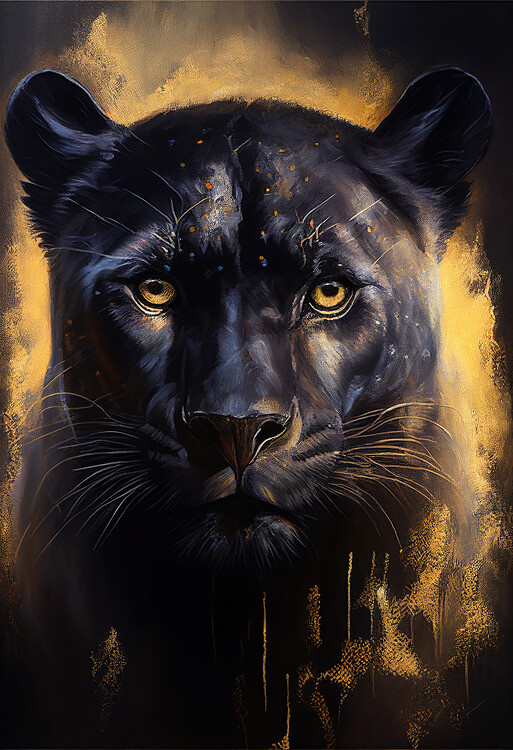 Poster Panther Golden Background