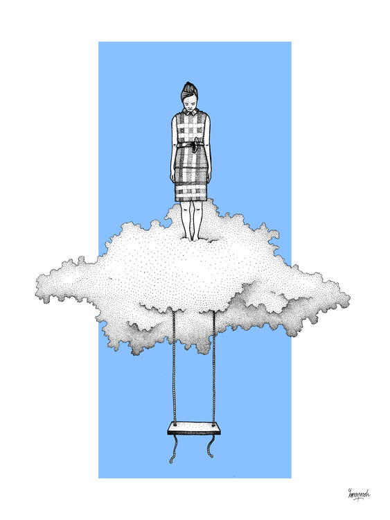 Плакат Woman Swing Cloud